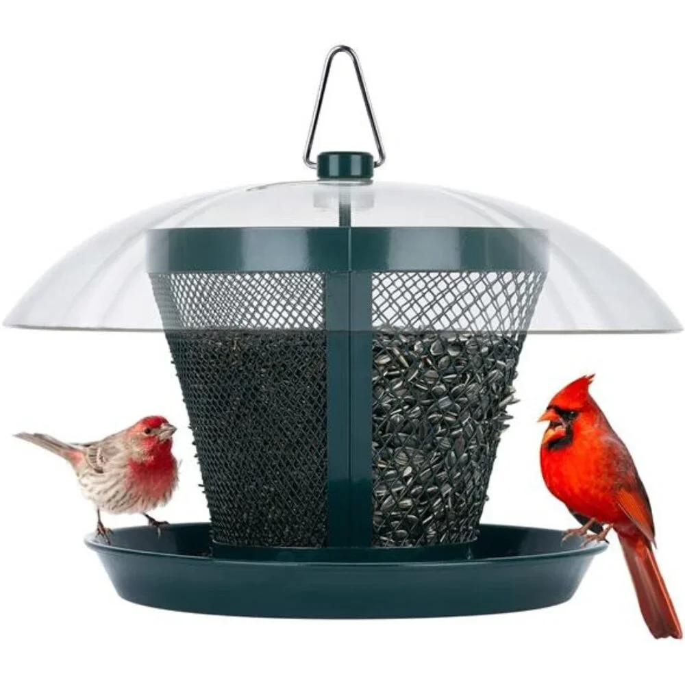 Bird Feeder for Outside, Dual-Use Metal Mesh Wild Bird Feeder with Weatherproof